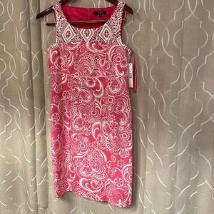 Alex Marie Dress Pink and White Size 10, fully lined, sleeveless